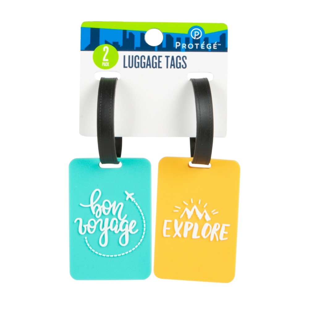 Protege Mini 2 Pack "Bon Voyage & Explore” PVC Luggage Tags NWT